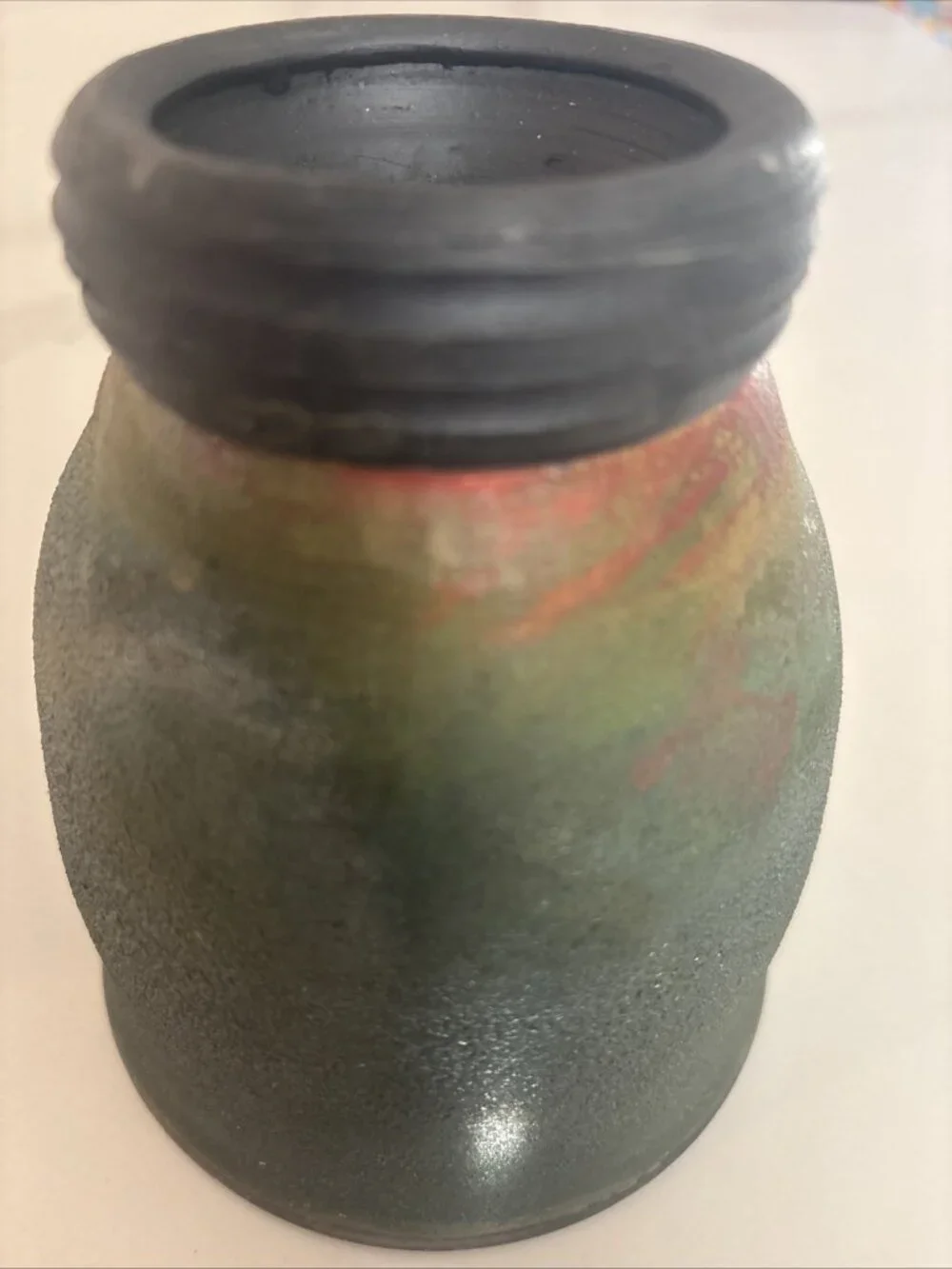 Dark Green Metallic ‘McKenzie’ Raku Pottery Vase Planter 5.5 Tall, 4.5” Wide